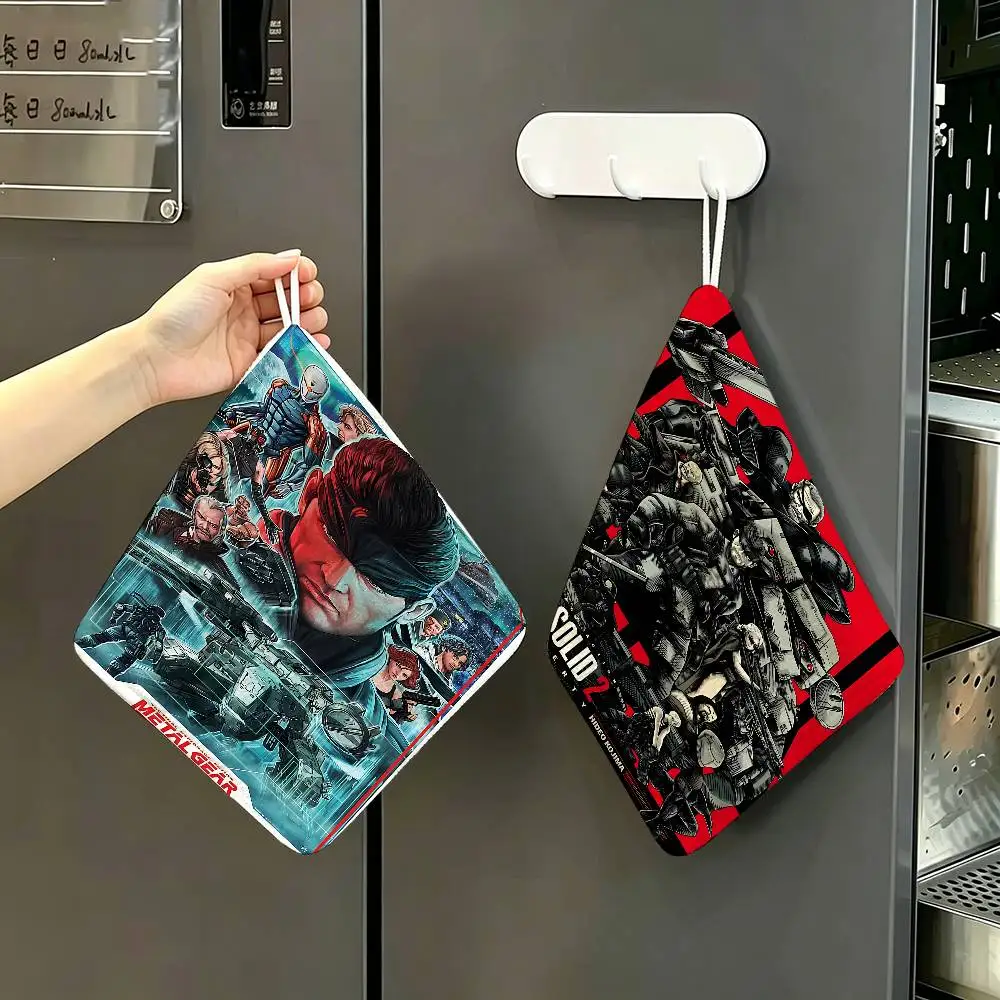 Game M-Metal Gear Solid 2 3 4 Polyester Cotton Hand Wiping Towel, Hanging Towel, Quick Dry for Kitchen Bathroom Daily Supplies