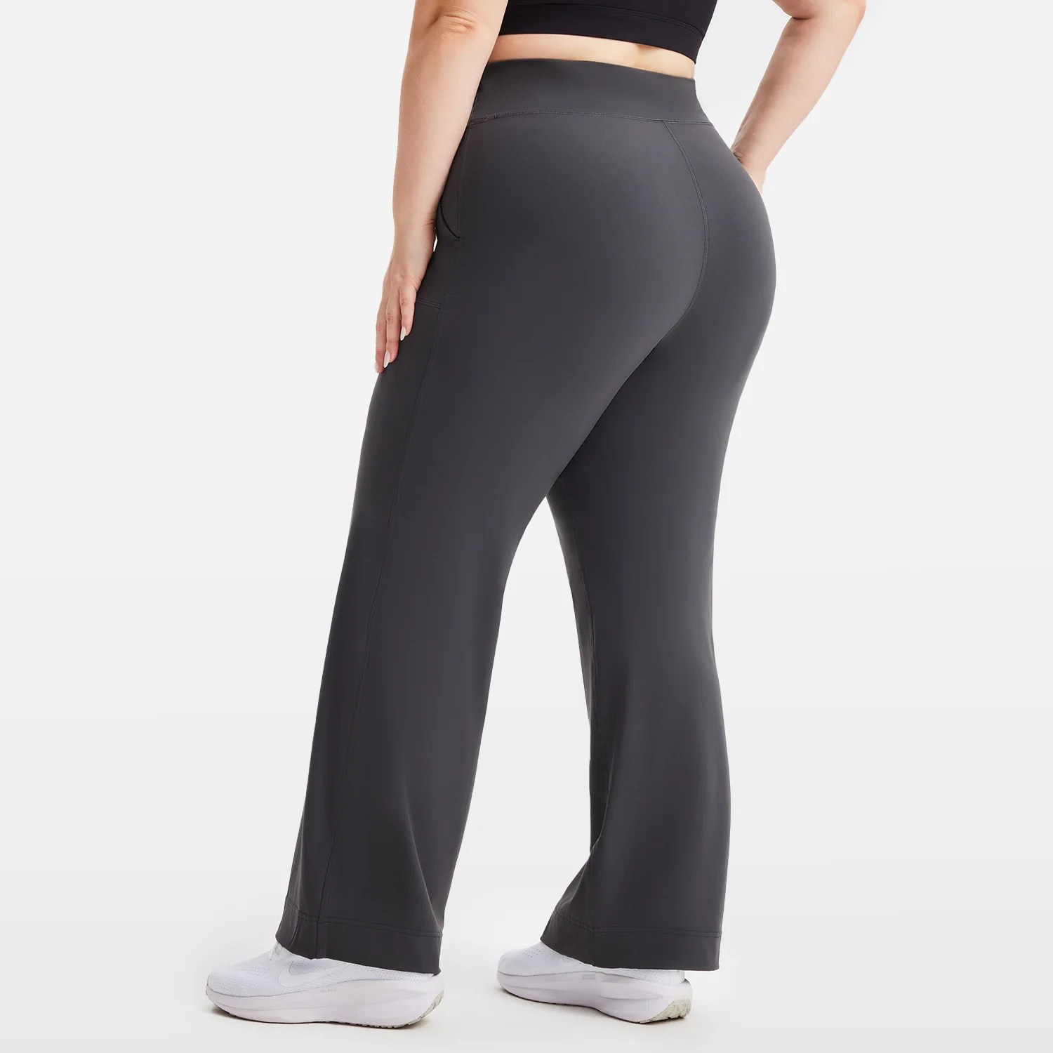 Women's plus-size sports wide-leg pants high-rise vertical tube casual pants drawstring plus-size fitness yoga workout pants