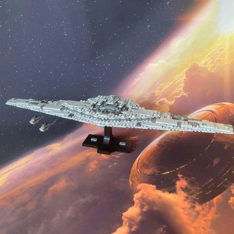 Nuevo MOC, el líder supremo, barco con bandera de Snoke, supremacia del último nave espeluznante Jedi, bloques de construcción, juguetes de bloques de montaje DIY