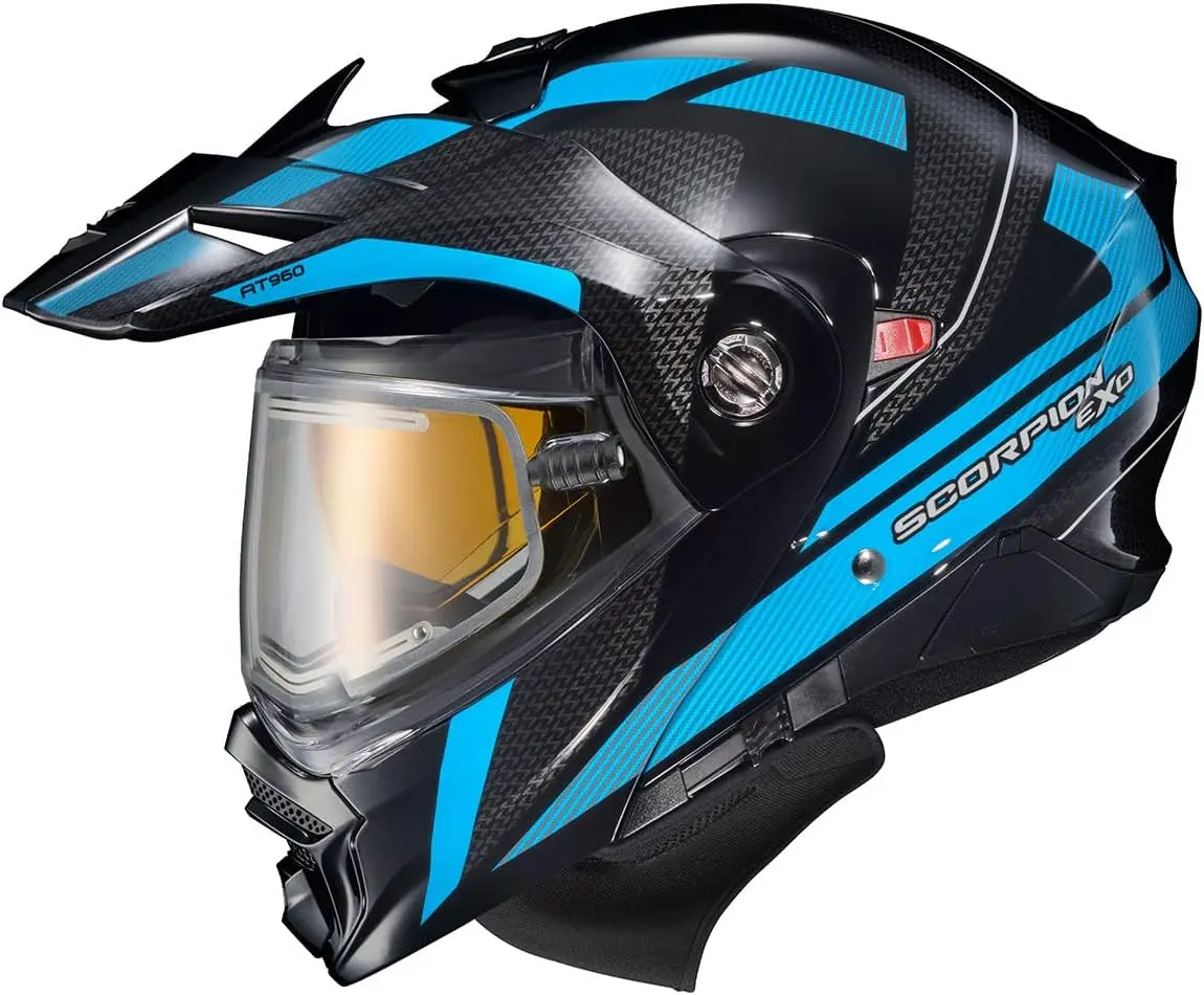 

AT960 Cold Weather Adventure Snowmobile Modular Helmet Electric Shield with Breath Box and Bluetooth Ready Speaker Pockets Hicks