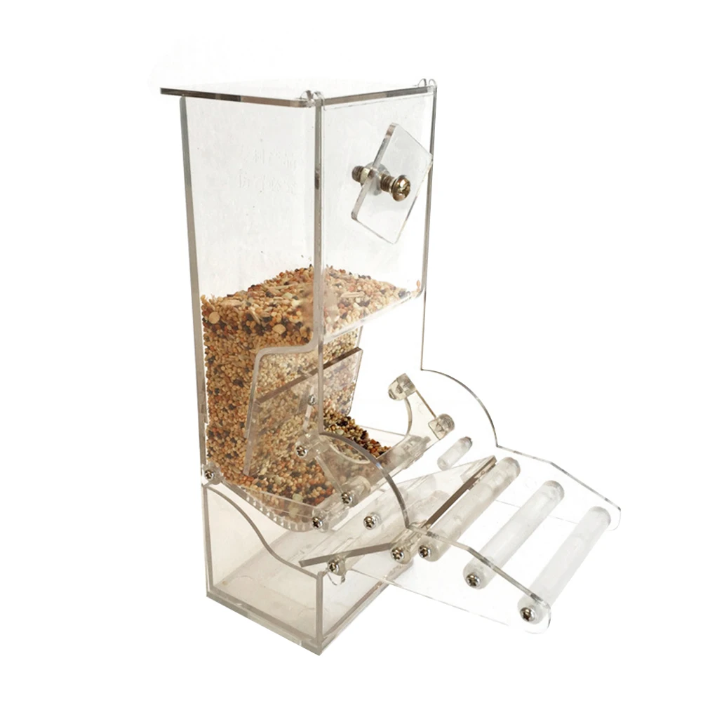 

Automatic Pet Feeding Bowl Acrylic Material Suitable Parrot Small Birds Easy Install Adjustable Plate Bird Feeder Container Pet