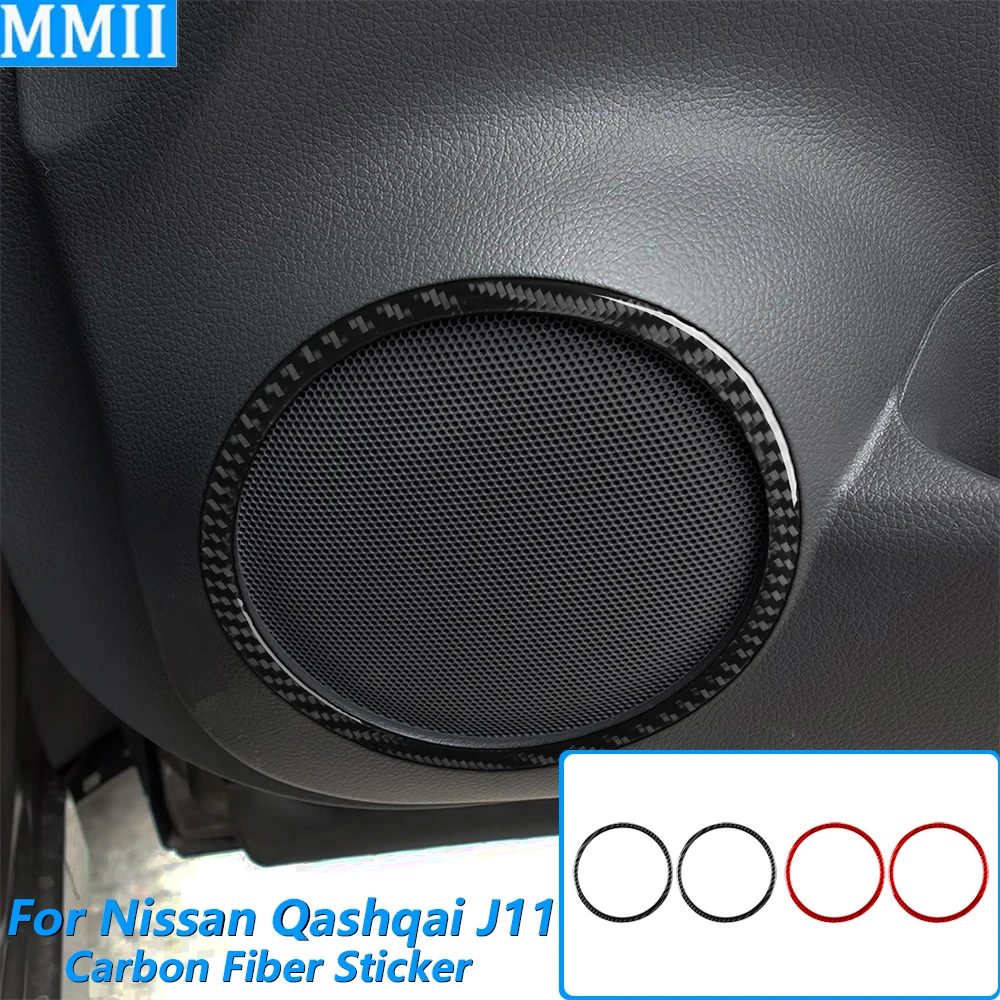 For Nissan Qashqai J11 2017-2021 Carbon Fiber Door Speaker Audio Horn Frame Panel Trim Cover Car Accessories Decoration Sticker