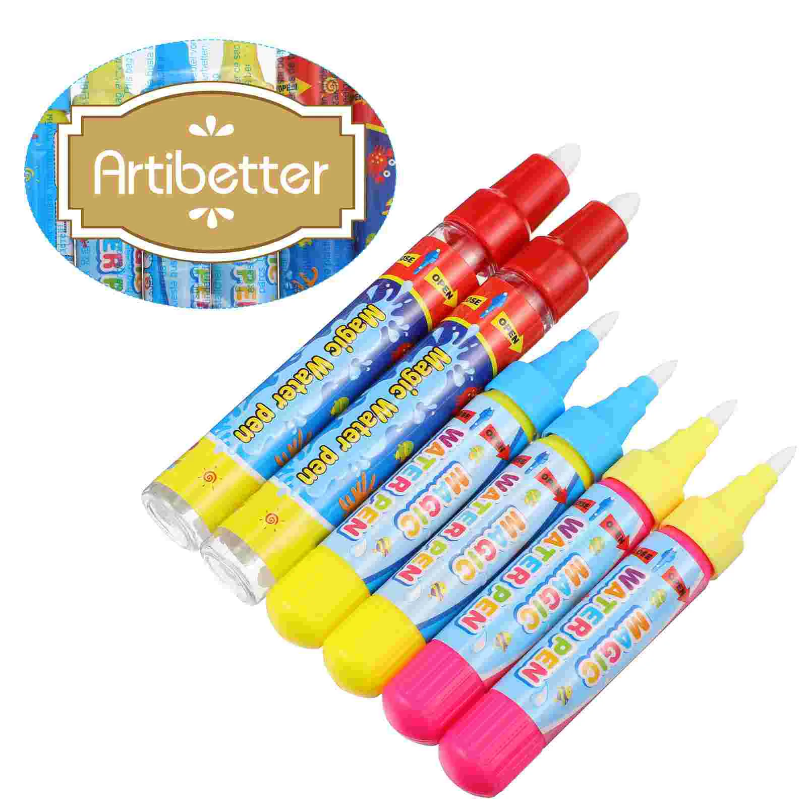 6 uds pincel de agua pluma Doodle pintura bolígrafos de escritura a mano pinceles para niños dibujo Compatible