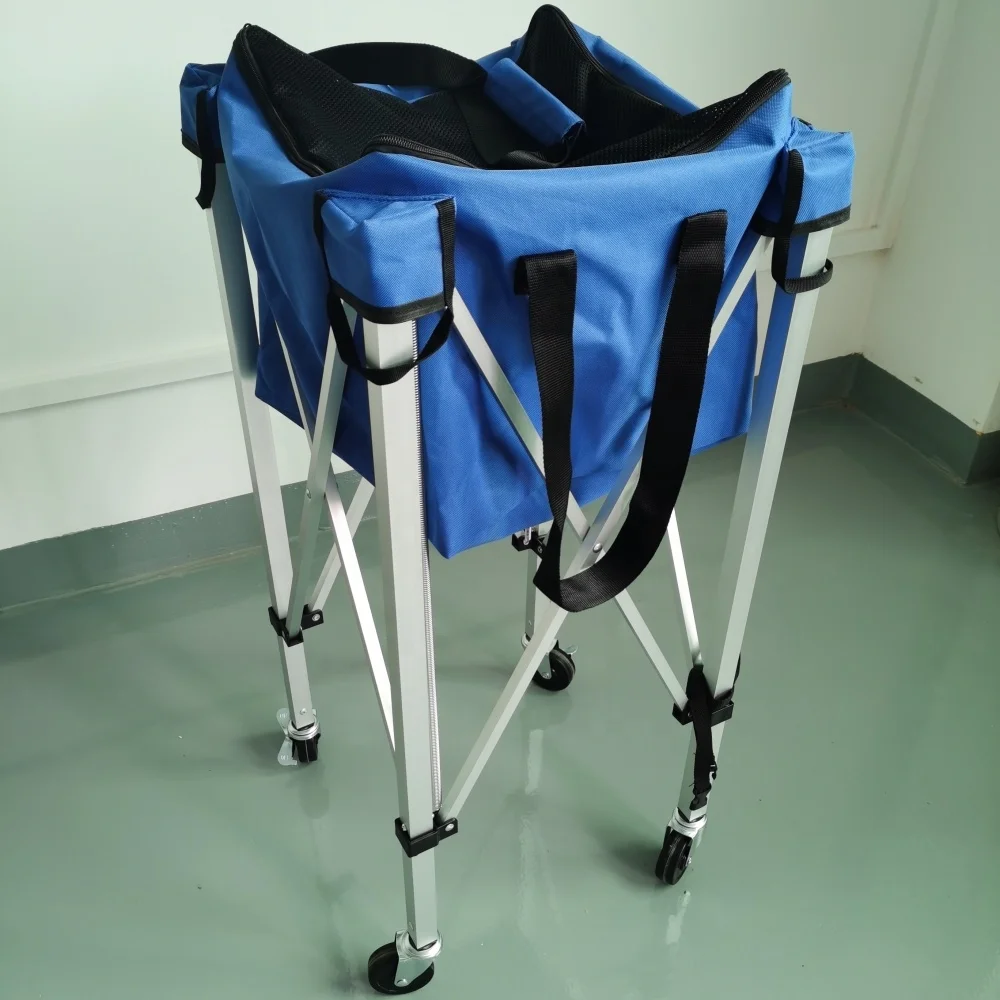 عربة تعليمية رياضية محمولة خفيفة الوزن من الألومنيوم قابلة للطي لكرة التنس مع عجلات #4