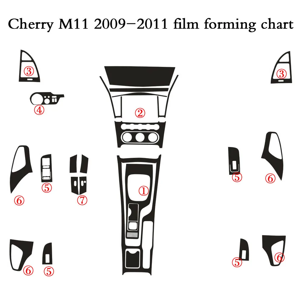 For Chery M11 A3 2008-2010 Self Adhesive Car Stickers Carbon Fiber Vinyl Car stickers and Decals Car Styling Accessories