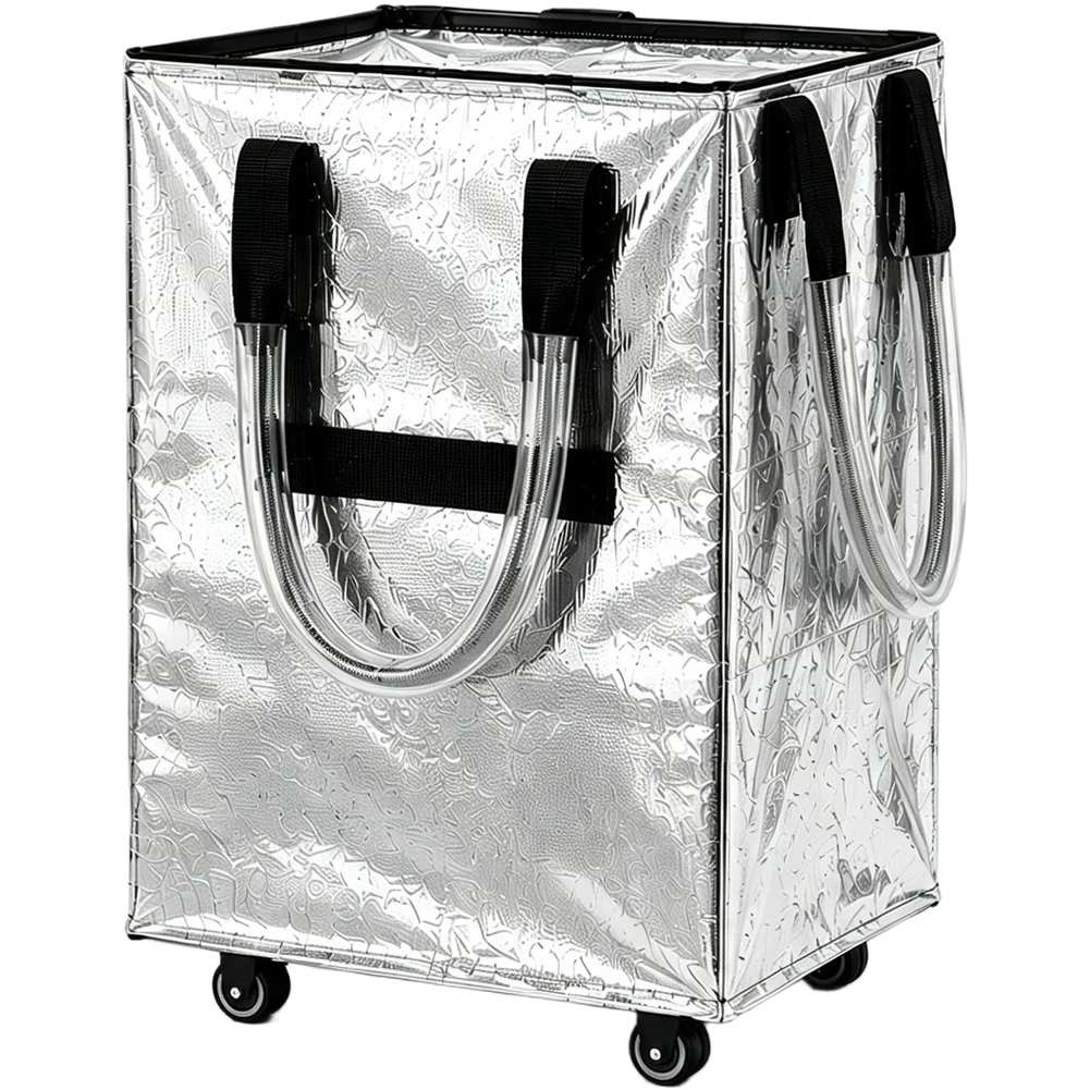 Rolling Foldable Fishing Gear Tote Bag with Smooth Casters for Outdoor Fishing Trips Shopping and Home Organization Needs