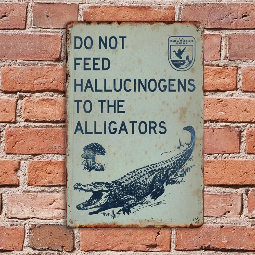 IndoorEdgeDecor™ Vintage Alligator Warning Sign - Satirical 