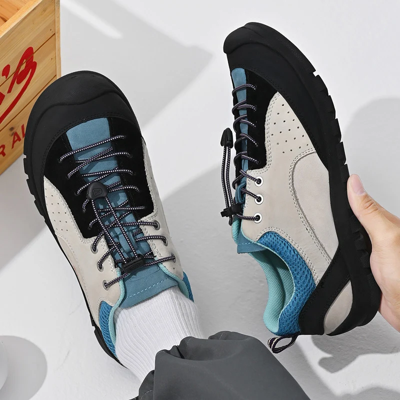 High Quality Brand Men's Hiking Shoes Big Size 35-45 Anti-Slip Durable Leather Trekking Shoes Man Comfort Outdoor Sneakers Women image 2