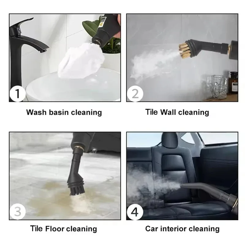 Portable Handheld Steam Cleaner High Temperature Pressurized Steam Cleaning Machine With Brush Heads For Kitchen Car