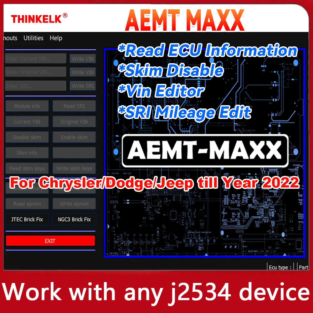 AEMT MAXX For Chrysler VIN Editor Program PCMs Edit Skim Security Use GPEC for Chrysler/Dodge/Jeep Gas Diesel 2022 Support J2534