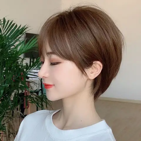 가발 여성 짧은 머리 둥근 얼굴 보보 머리 귀 길이 잘 생긴 남여 후드 밥 한국어 패션 가발 짧은 머리