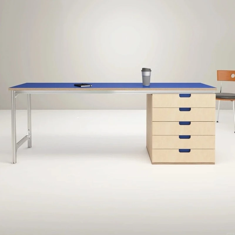 

Modern Simple Mixed Color Ocean Board Computer Desk Office with Drawers Checkout Page Long Desk