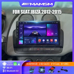 MAMSM Android 12 Carplay Autoradio Car Radio For Seat Ibiza 2012-2015 Multimedia Video Player GPS IPS 4G Stereo DVD 8Core Stereo