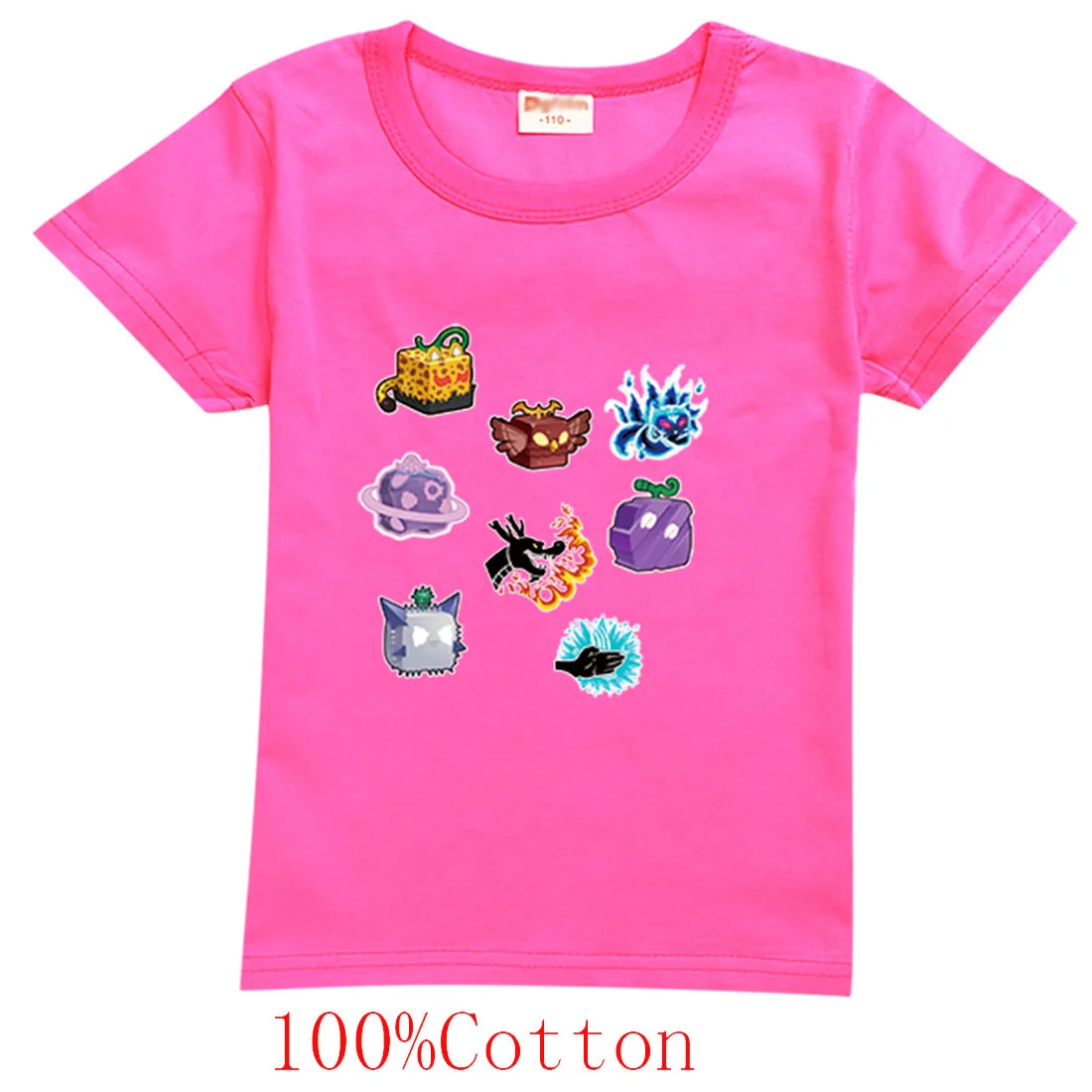 T-shirt en coton à manches courtes et col rond pour enfants, T-shirt confortable, T-shirt décontracté pour enfants, Dessin animé, Blox, Fruits, Enfants, Garçons, Bol, Été, Nouveau