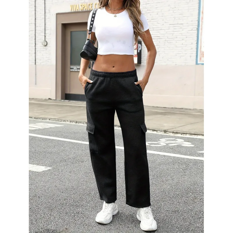 D 62465L Cross-Border Bestseller Loose Fit Winter Long Pants Elastic Micro Elasticity Medium Thickness Snowy Chenille Fabric
