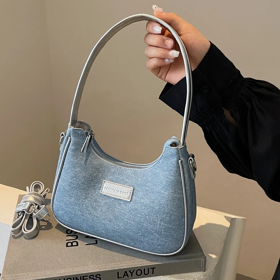 

French Fashion Denim Underarm Bag Spice Girls New Fashion Niche Design Temperament Handbag Versatile Popular Shoulder Bag