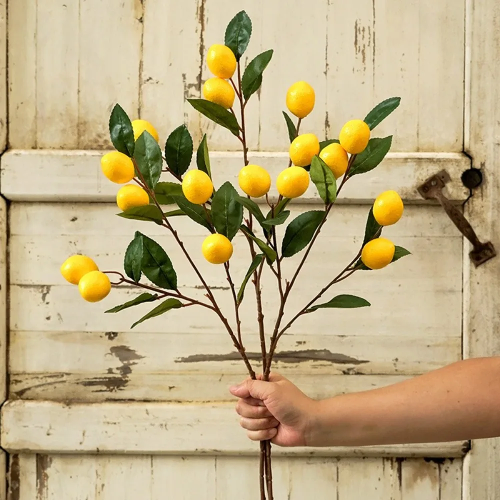 

Luxury Artificial Lemon Branch Plastic Handmade Artificial Lemon Fruit Elegant Simulation Fruit Tree Restaurant Hotel
