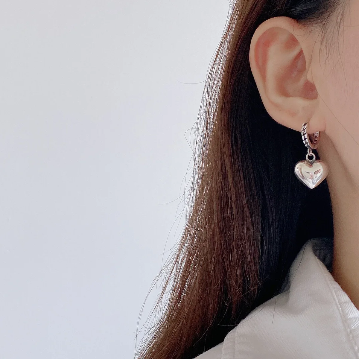 Hot Sell Elegant Asymmetric Bear & Love Heart 925 Silver Needle Ladies Tassels Stud Earrings Jewelry For Women Gifts No Fade