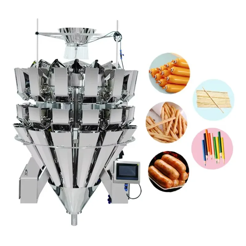 

Customized Automatic 10/14Head Multihead Weigher Sausage/Stick Candy/Strip Type Vertical Blanking Weighing Packaging Machine