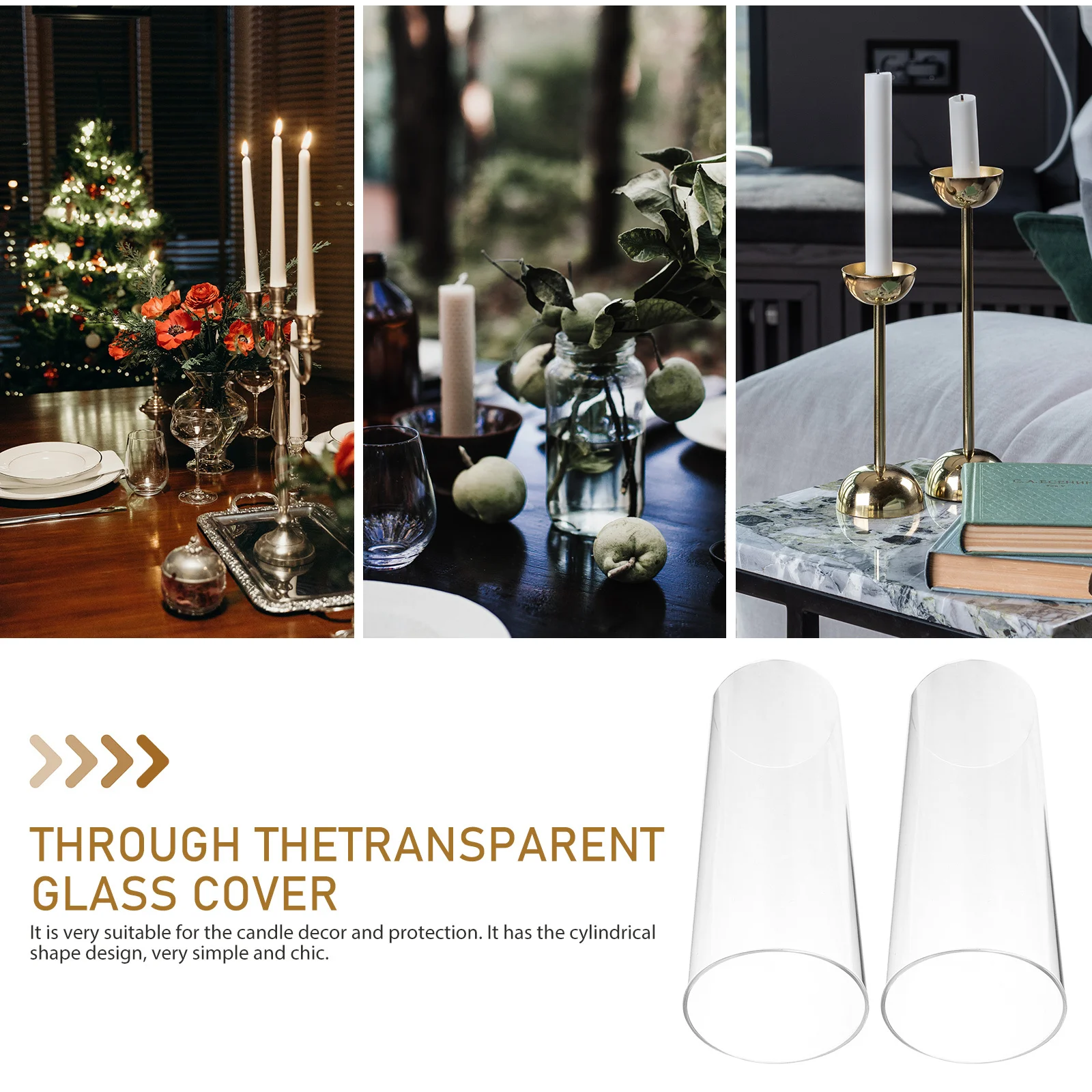 

4 PCS Indoor Windproof Cover Party Candles Clear Chimney Shade Tube Glass Tealight Holder Covers