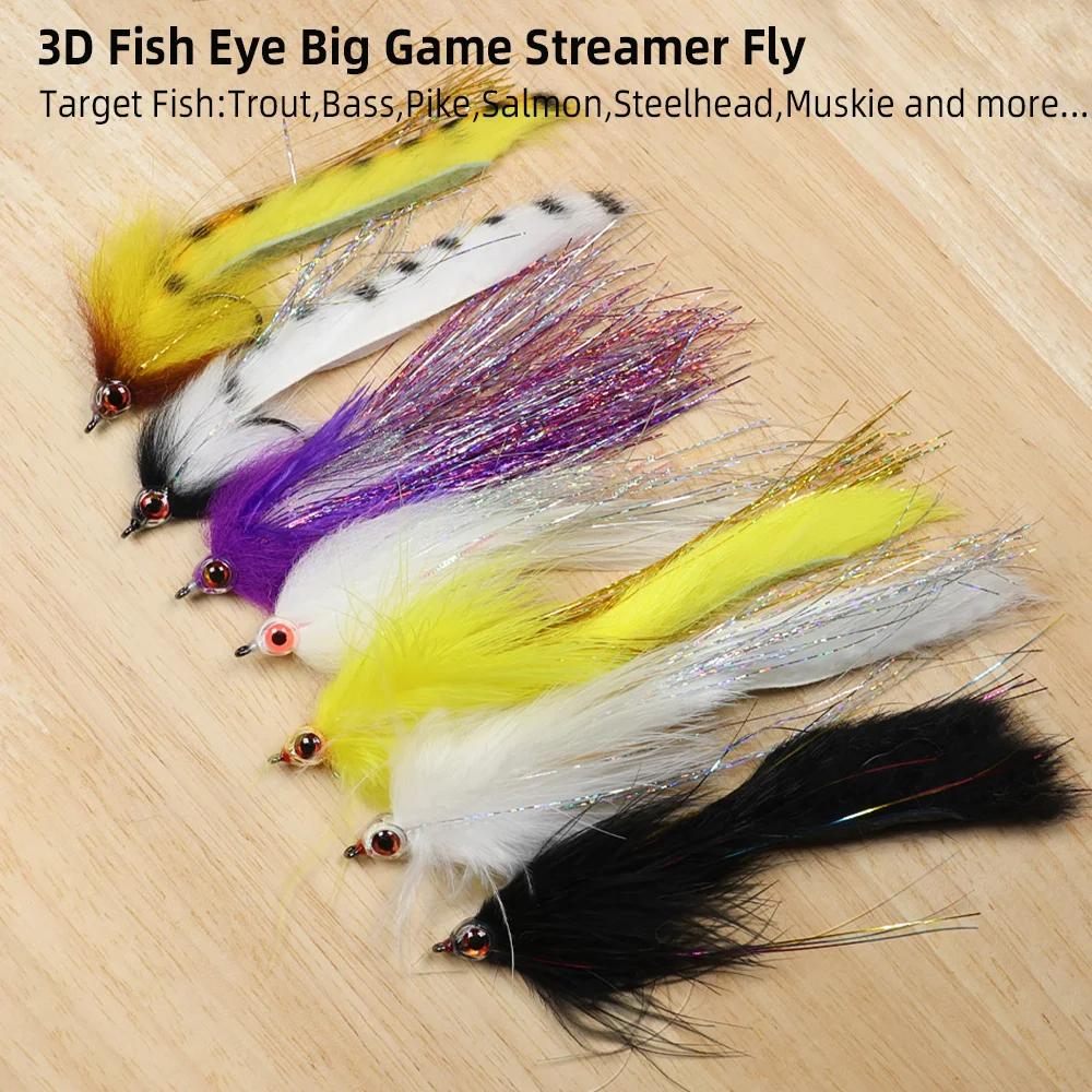 Vampfly 1pc/2pcs/3pcs 2/0 Suspending White Bait Fish Big Game Zonker Streamer Fly Trout Bass Pike Musky Tuna Fishing Lure Baits