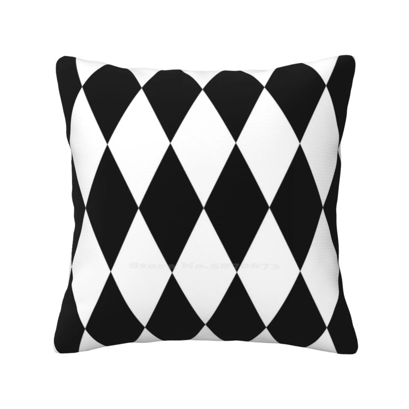 Fabric Balck White Colors Funny Cute Decor Square Pillowcase Clown Circus Carnival Pattern 15 Different Halequin Black And