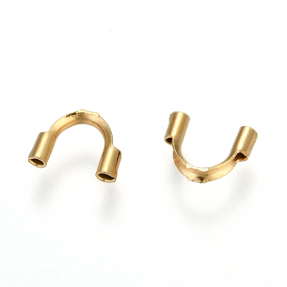 

50pcs Ion Plating(IP) 316 Surgical Stainless Steel Wire Guardian, Golden, 6.3~7x4.5~5x1.5mm, Hole: 0.7mm
