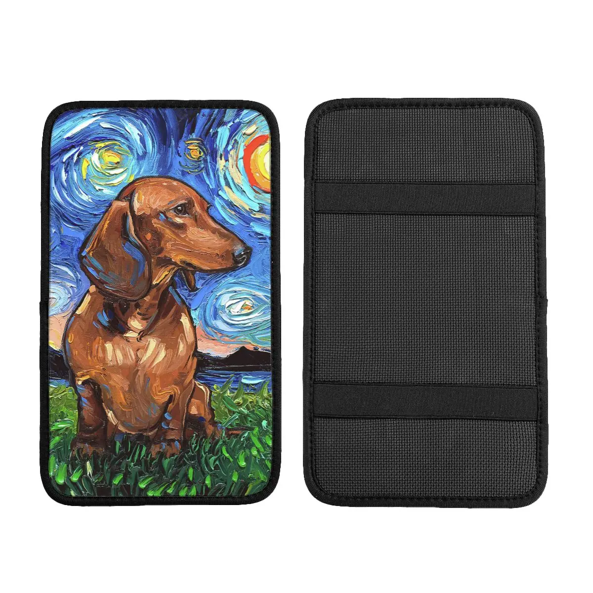 Armrest Box Pad Dachshund Car Center Console Protective Cover Mat Badger Sausage Wiener Dog Interior Cushion Storage Box