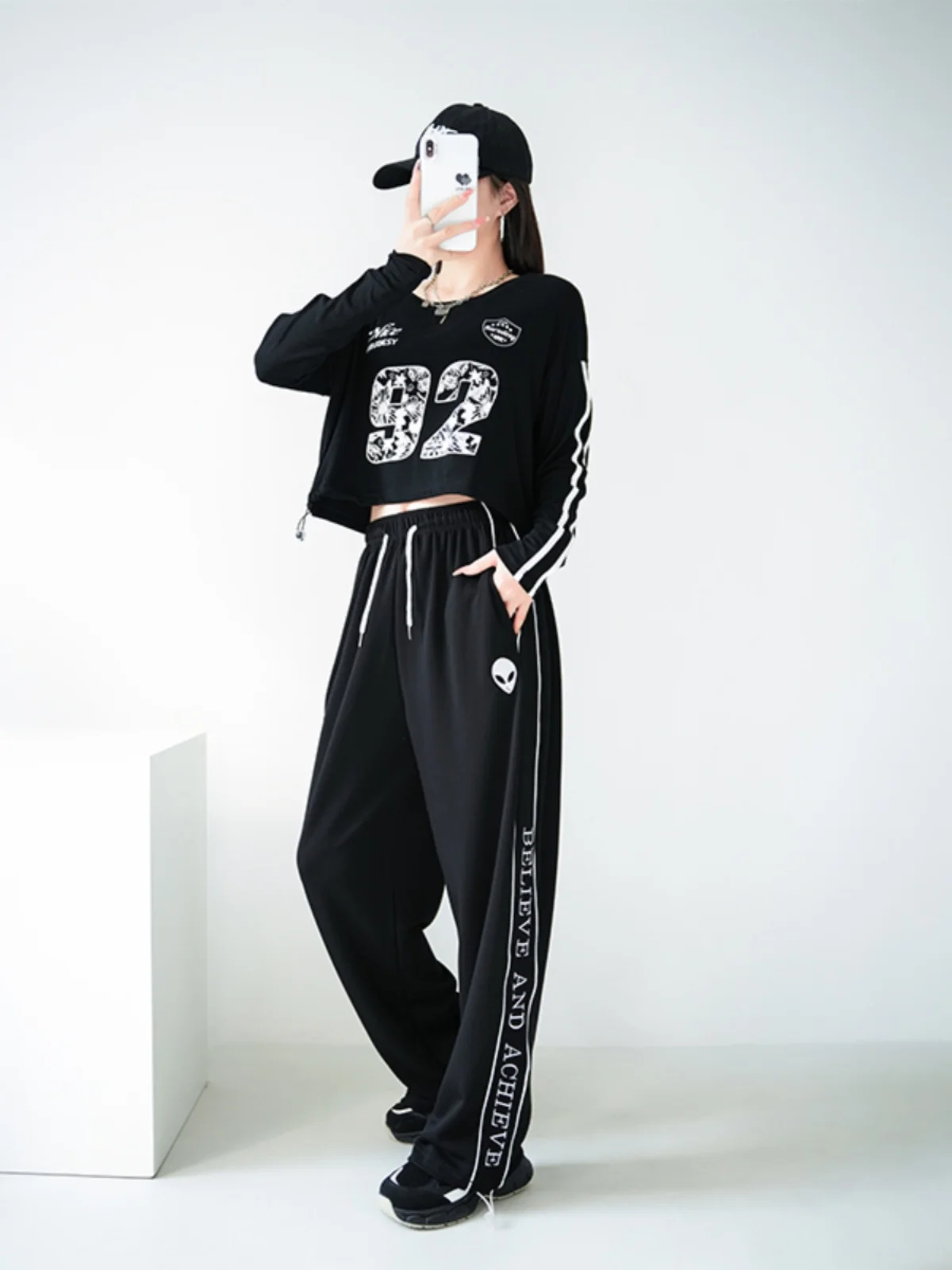 Women's Dance Clothes Jazz Dancing Outfit Autumn Winter Street Dance Practice Suit Pants Barre Fitness Sportswear Set