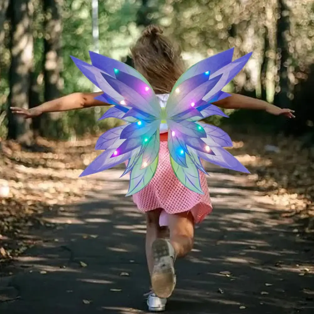 50*38cm Enchanting Glowing Butterfly Wings Light Up Fairy Costume Cosplay Gift Versatile Glowing Wing For Girls Halloween Party