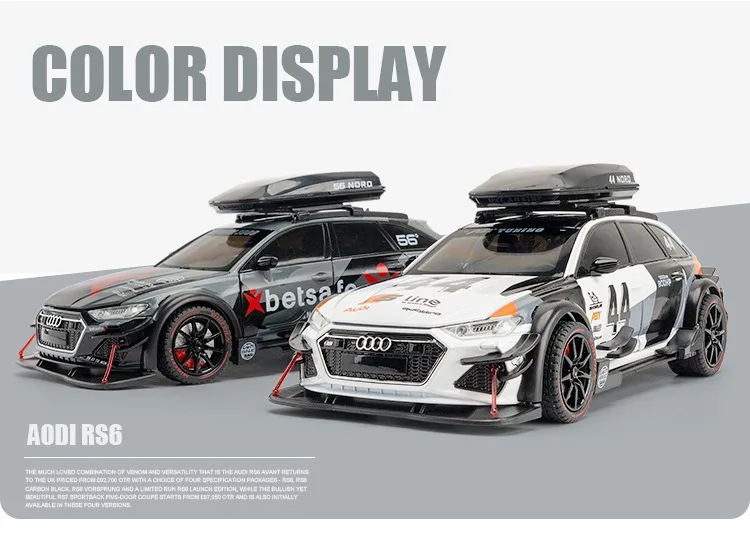 1:24 Audi RS6 DTMของเล่นรถDiecastรุ่นSound Lightดึงกลับเด็กของขวัญเด็กสําหรับของเล่นคริสต์มาสของขวัญ