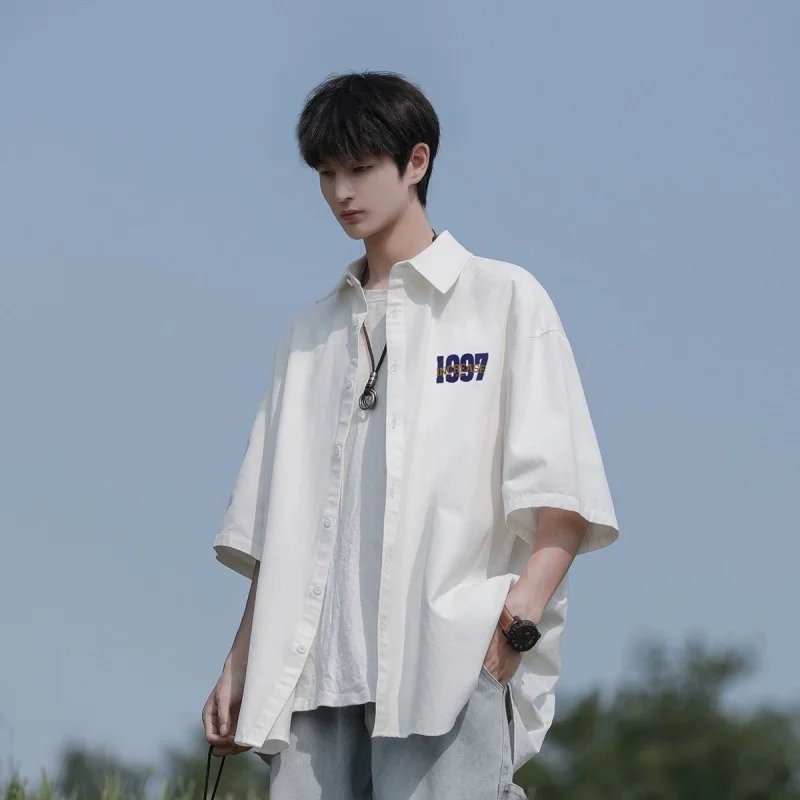 

Summer Thin Casual Outdoor Men's Short Sleeve Shirt Cityboy Style Workwear Jacket Trendy Loose Fit Youth Popular Breathable