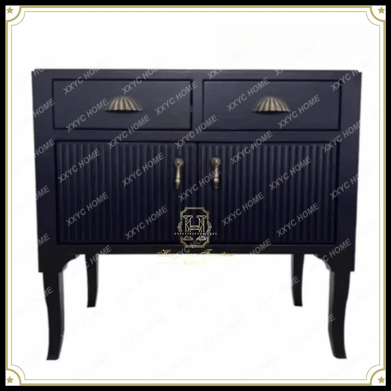 X-S country solid wood bedside table retro old cream wind bedside table bedroom medieval locker HG
