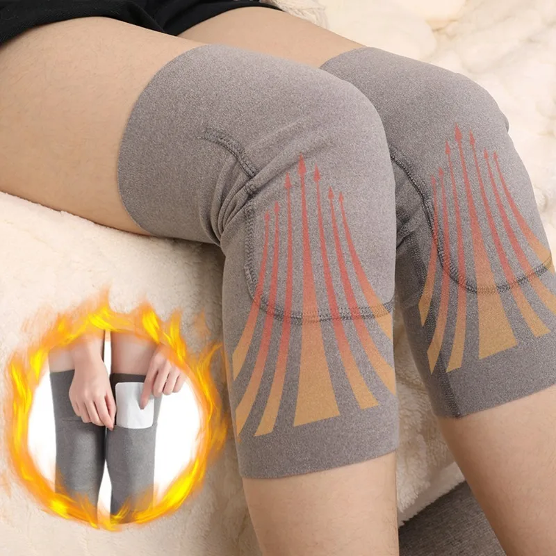 Winter Cashmere Knee Brace Unisex Thermal Kneepad Leg Warmer Care Women Men Stretchy Warm Thicken Knee Support Pad with Pocket