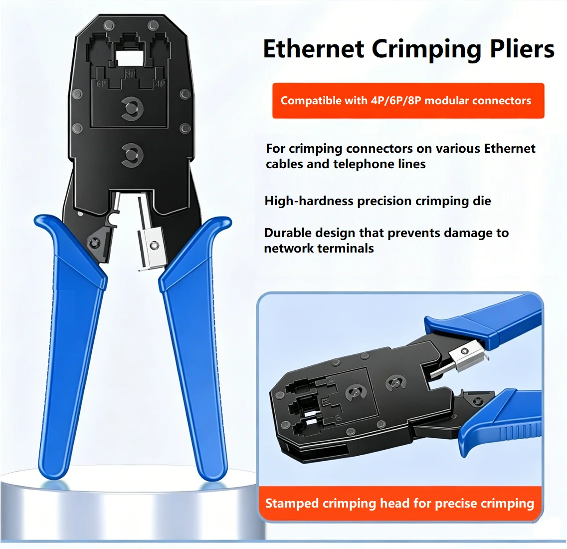 Network Cable Tester, Crimper, KD-1 Punchdown Tool , 50PCS Modular Plug Set