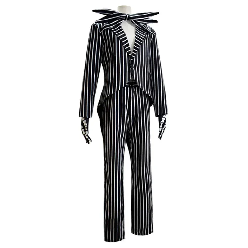 CyCostume Jack Skellington Costume de cosplay pour hommes adultes, veste et pantalon fantaisie, tenue d'Halloween et de carnaval