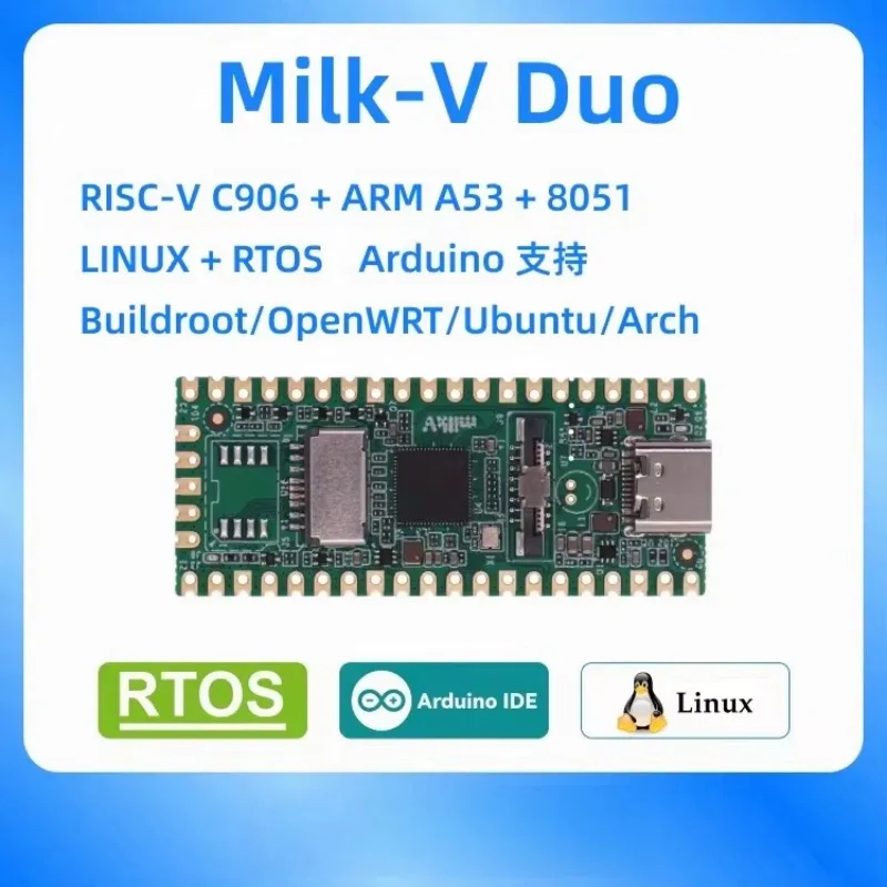 AeroPartsMilk-V Duo C906 Computing Board – RISC-V ARM A53, Linux + RTOS, Compatible With CV1800B SG20