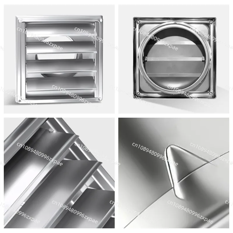 304 Stainless Steel Square Gravity Louver Wall Vent Hood Rainproof Air Outlet Vent Cover