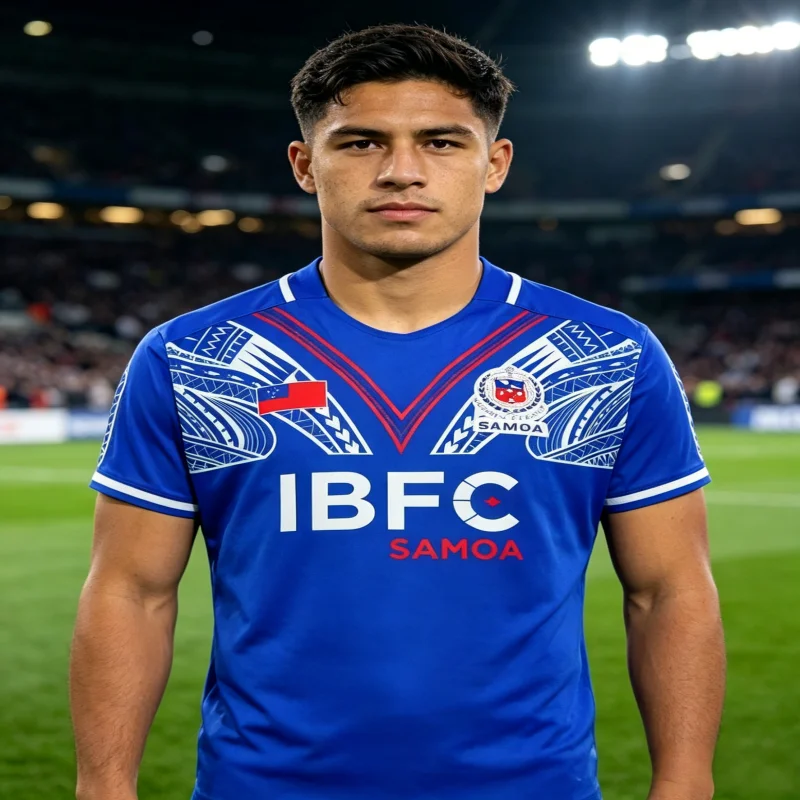 Samoa Rugby Home Games 2026 Rugby-Trikots, T-Shirts, Sport-T-Shirts und atmungsaktive, bequeme Kleidung für Familien- und Kinder-T-Shirts – Detail 1