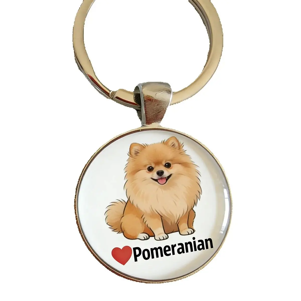 Llavero con diseño de cachorro de Pomerania, adorable llavero redondo con diseño de perro de peluche, regalo encantador para amantes de los perros, mamá, hija, mejor amiga, novia, 1 ud.