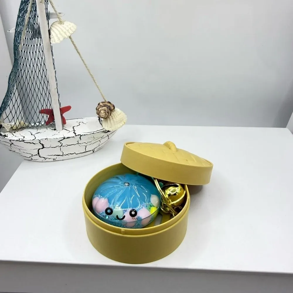 Colorful Miniature Bun Keychain Acrylic Simulation Stuffed Bun Keychain Quicksand Glitter Crystal Cute Cartoon Baozi Pendant