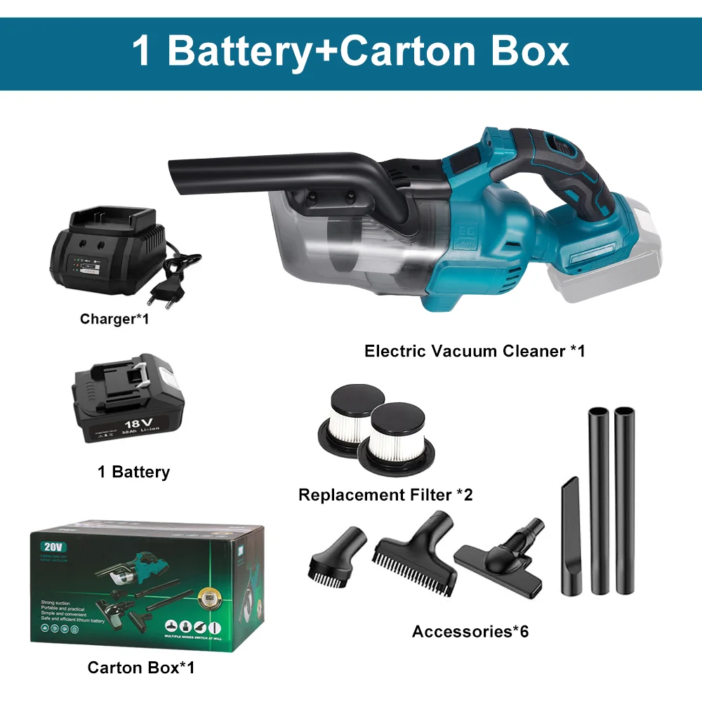 Elektrische stofzuiger Handheld draadloze stofzuiger Thuis Auto Tweeërlei gebruik Draagbare krachtige reinigingstool voor Makita 18V batterij