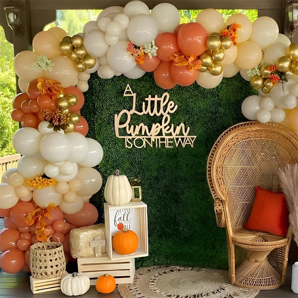 

127Pcs Fall Orange Balloon Garland Arch Kit for Little Cutie Party Decorations Wedding Birthday Autumn Thanksgiving Party Supply