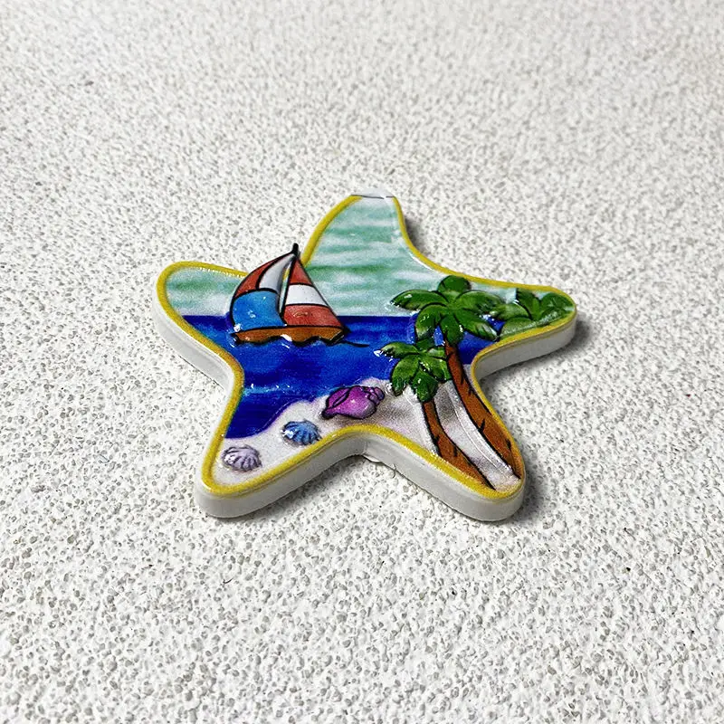 Caribbean Tropical Scenery Fridge Magnet 3D Resin - Sailboat Palm Tree Beach Decoración Hogar Imanes para Refrigerador