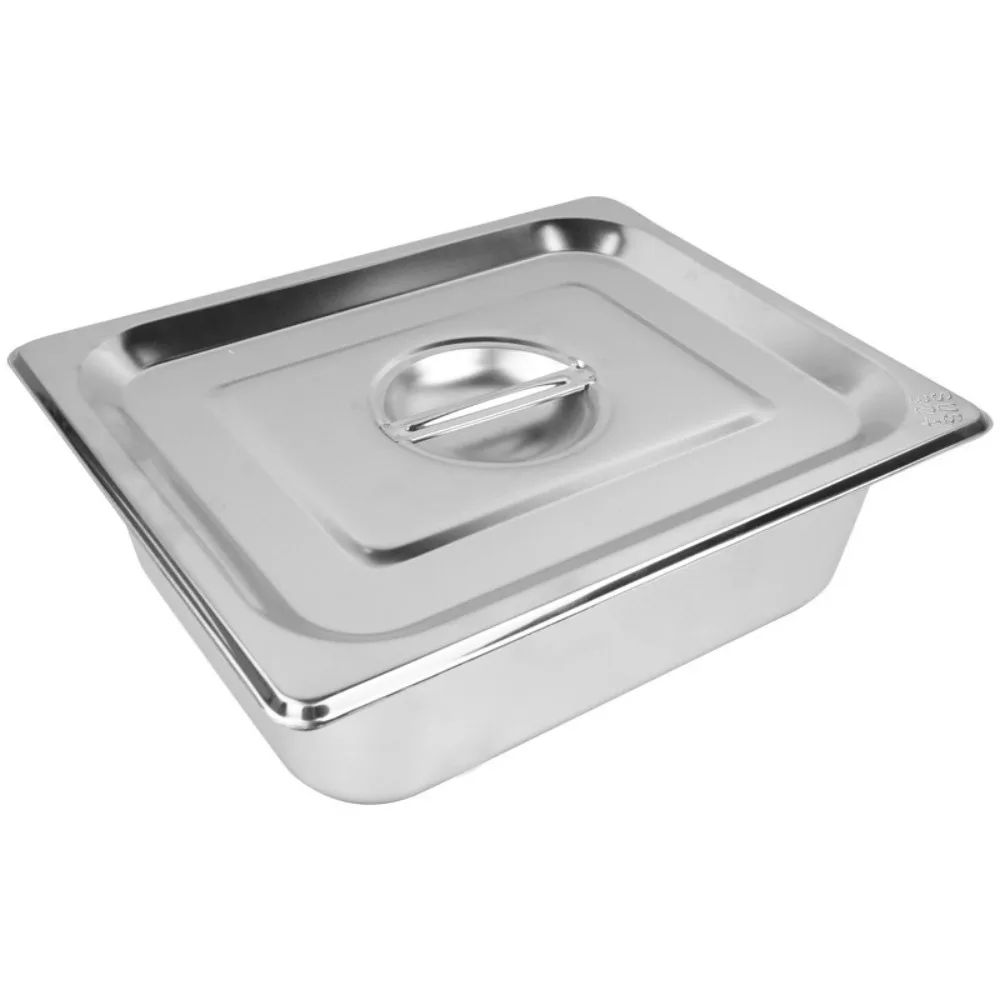 Durable 304 Stainless Steel 1/9 1/6 1/4 1/3 1/2 Food Pan with Lid Easy To Clean GN Pan Thickened Food Container Chafing Buffet
