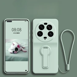 Invisible Bracket Stand Holder Case for Xiaomi 14 13 Pro Ultra Liquid Silicone Soft Shell for Mi 14Ultra 13Ultra Back Cover Capa
