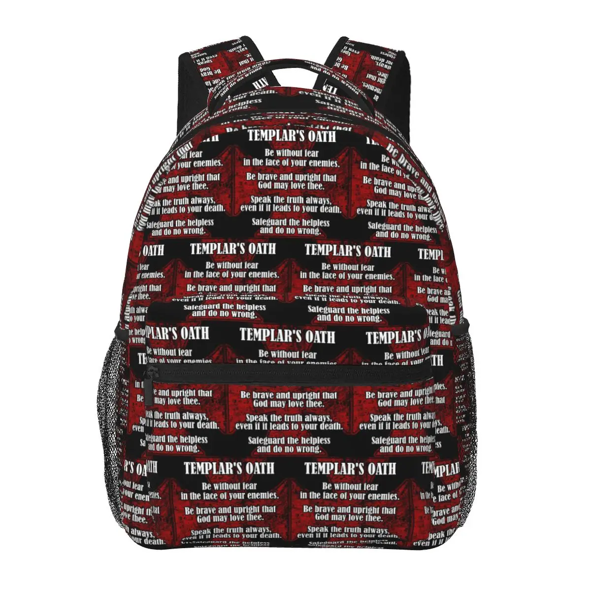 فرسان الهيكل الصليب درع رمز القرون الوسطى السيف شعار الطلب السري على ظهره Daypack BookBag حقيبة مدرسية حقائب الكتف