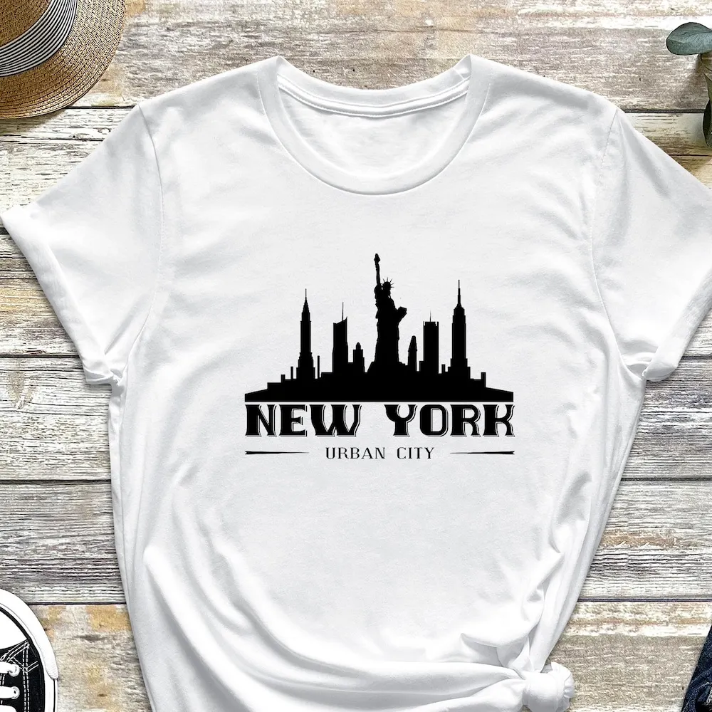 New York City T Shirt Urban Skyscrapers Statue Of Liberty Nyc Streetwear Life Manhattan Island