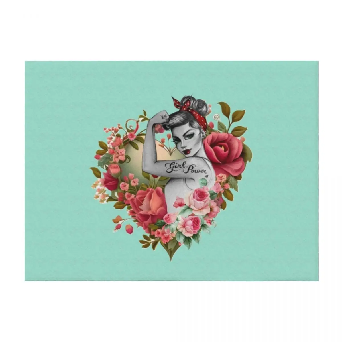 

Girl Power by Anne Cha Modern Rosie the Riveter Throw Blanket Large Summer Beddings valentine gift ideas Travel Blankets