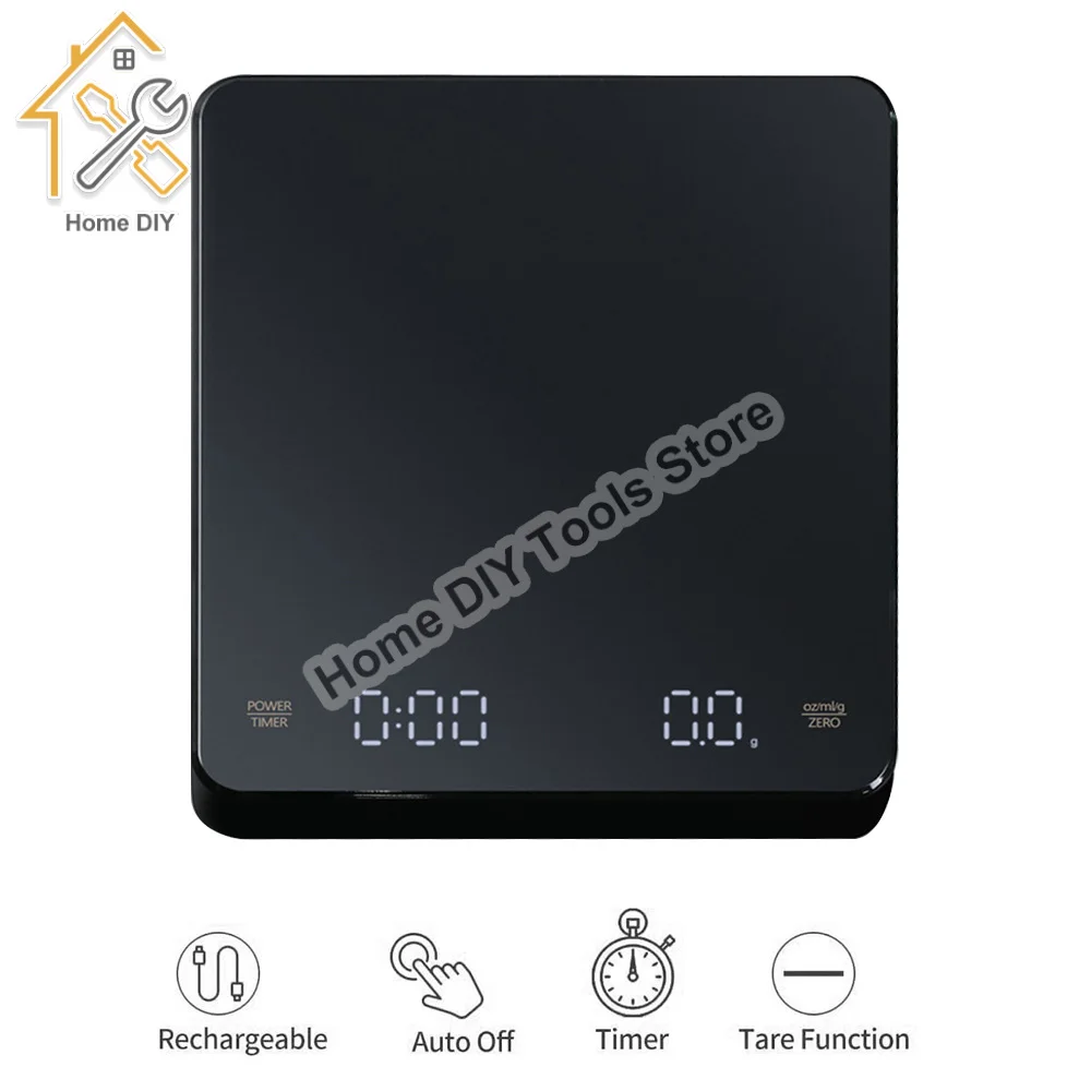 Digital Coffee Scale with Timer LED Screen Espresso USB 3kg Max.Weighing 0.1g High Precision Measures in Oz/ml/g Kitchen Scale